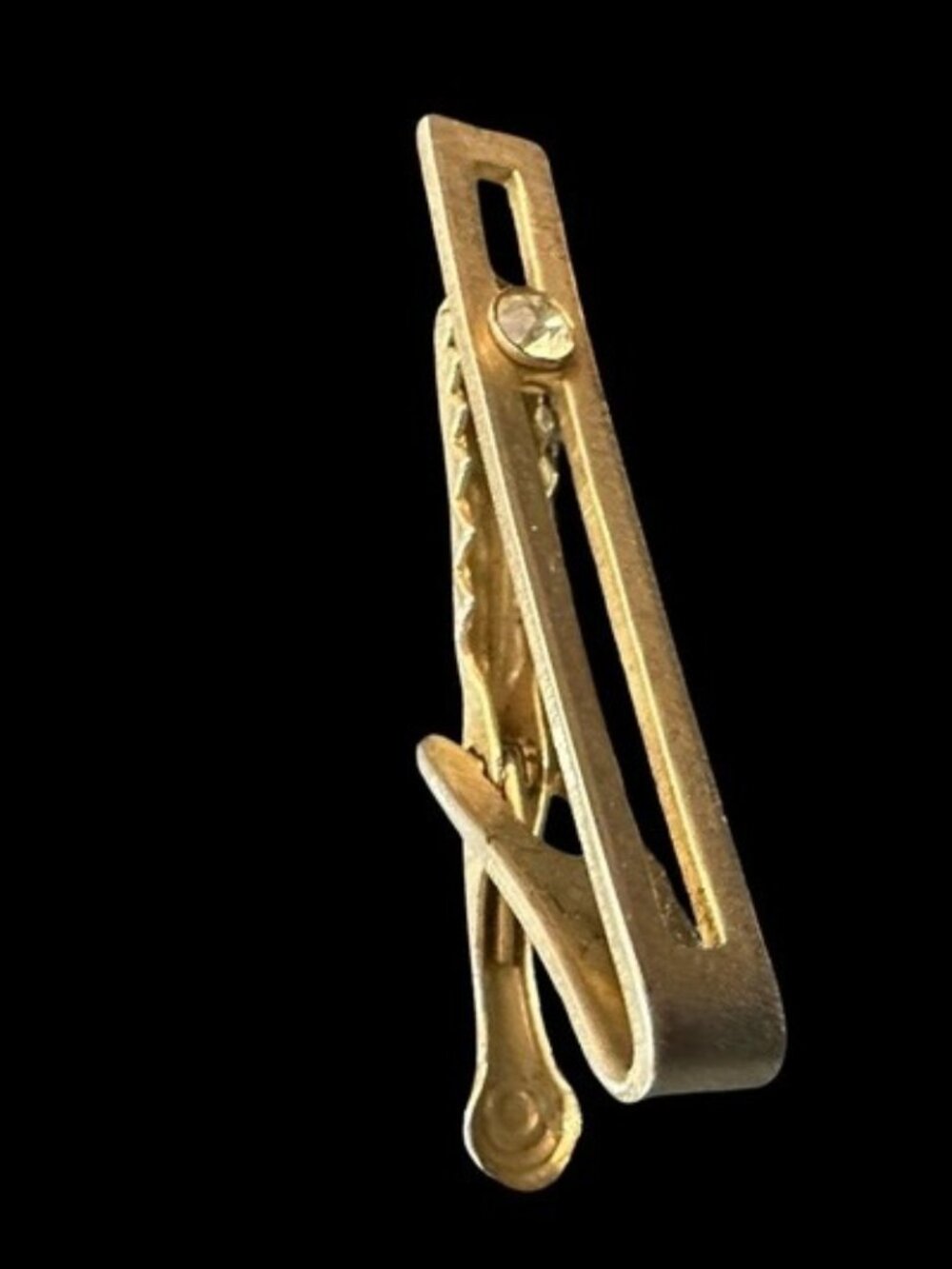 Vintage 40s 50s Tie Bar Clip Gold Tone Mens Accessories